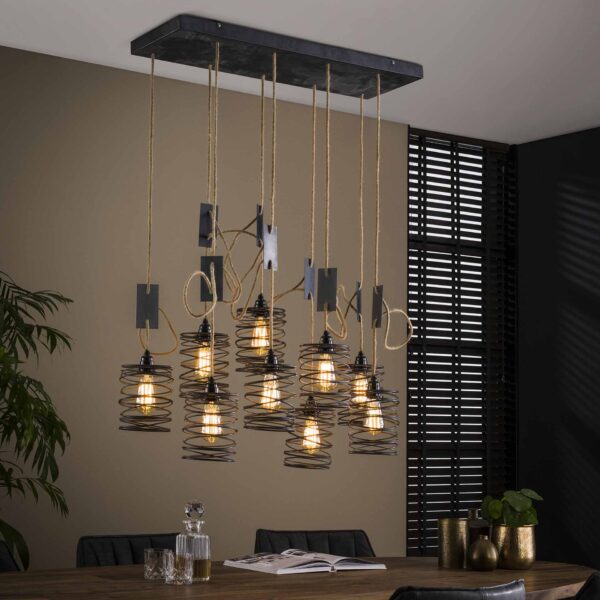 D - Hoyz | Hanglamp met 9 lampen - Industriële - Hanglamp woonkamer - 9L elevate 5+4