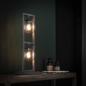 D - Hoyz - Tafellamp Tower - 2x Ø15 Lampen - Glas - Grijs/Zwart