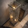 D - Vloerlamp Industrieel - Rechthoek - Mesh - Houten Voetje