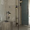 D - Vloerlamp Industrieel - 2 Lampen - Mat Zwart - Goud