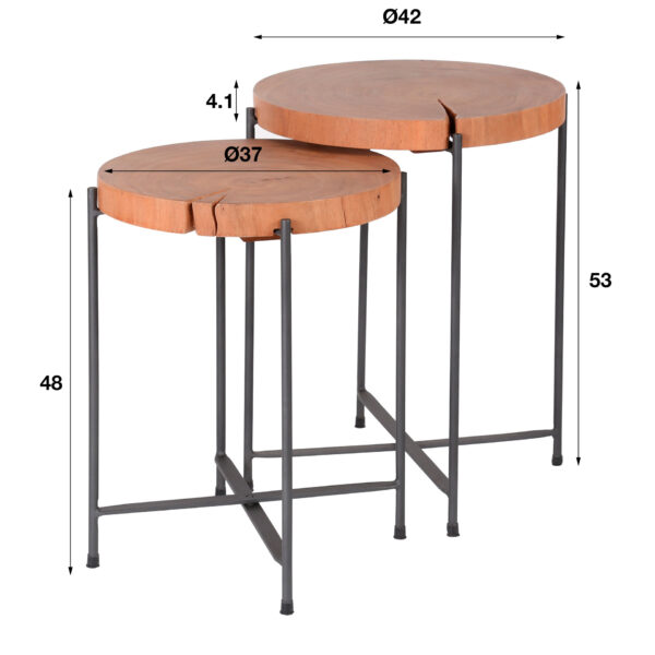 b30a-491f-4a99-af47-f7b6e5475765.jpg D - Hoyz - Bijzettafel Set van 2 - Ø42cm - Rond - Hout