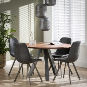 b3d5-967c-439f-9961-789c5477120d.jpg D - Eetkamertafel blad rond - Eettafel Acacia hout - Stalen Driepoot - 5 Personen - Ø120