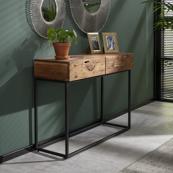 D - Hoyz - Kaptafel Mill - Bijzettafel - Hout - Bruin - 110x35x76