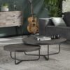 D - Hoyz - Salontafel Acaciahout - Ø90 - Dark Wash - Set van 2 - 90x90x35