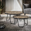 D - Salontafel set/2 rond/metalen rand IS ER NIET MEER