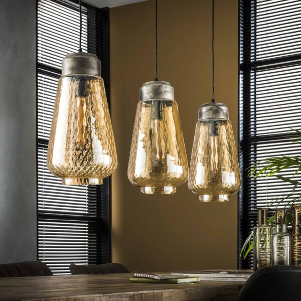 b68c-3011-4c4b-b28e-a32e0a52298f.jpg D - Hoyz - Hanglamp met 3 druppelvormige lampen - Amberkleurig glas - 150cm