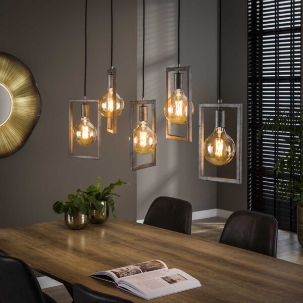 D - Hoyz - Hanglamp - 5 Metalen Hanglampen - Modern Industrieel - Diverse Hoogte