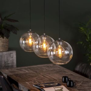 D - Hoyz - Hanglamp Sphere Helder Glas - 3 Lampen - Ø30 - 120x15x30