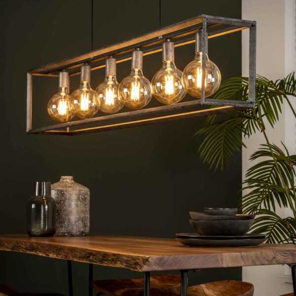 D - Hoyz - Hanglamp - 6 Armatuur Punten - Stalen Frame 45 graden - Vintage Look