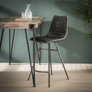 D - Hoyz barstoel vintage - Diamond Kruispoot - Grijs Metalen Onderstel - Grijs - Per 2 Stuks