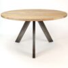 bebd-9d99-41af-9e49-5bc0473ee6e2-1.jpg D - Hoyz - Eetkamertafel Rond - Ø135 - Zwart RVS Onderstel - Hout - Bruin