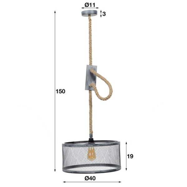 D - Hoyz - Hanglamp - Ø40 cm mesh - Verstelbaar Touw - Rond