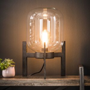 D - Hoyz - Tafellamp Glas Support - 28x28x44 - Standaard - Grijs/Zwart