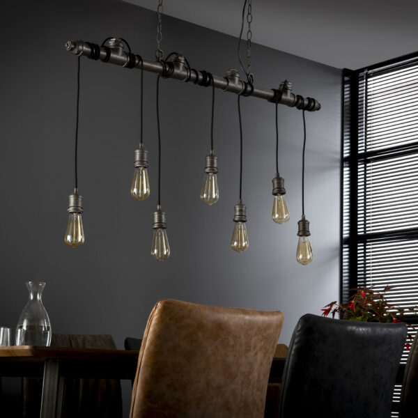 D - Hoyz - Hanglamp Industrial Tube - 7xØ12 - Grijs/Zwart