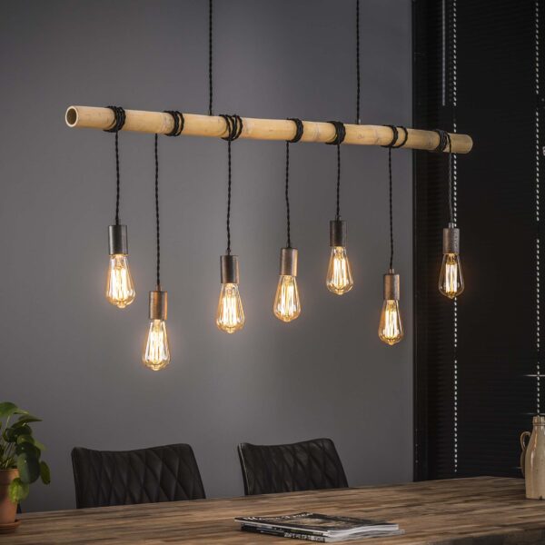 D - Hoyz - Hanglamp Bamboo Wikkel - 7 Lampen - 120x6x150