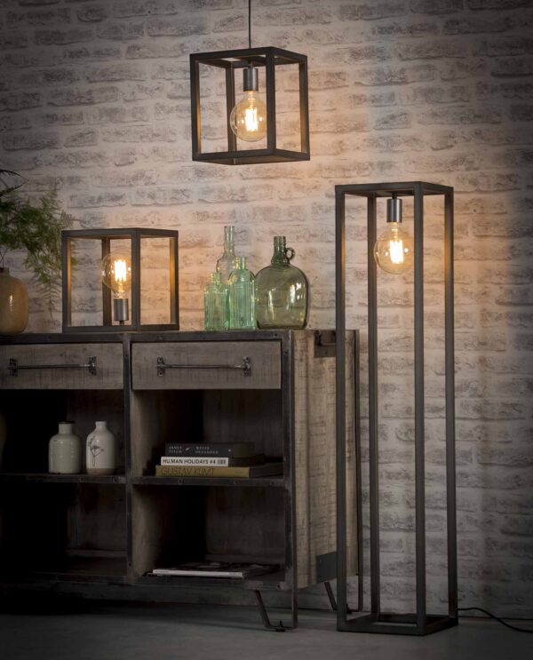 D - Hoyz - Vloerlamp Vierkante Buis - 25x25 - Grijs/Zwart