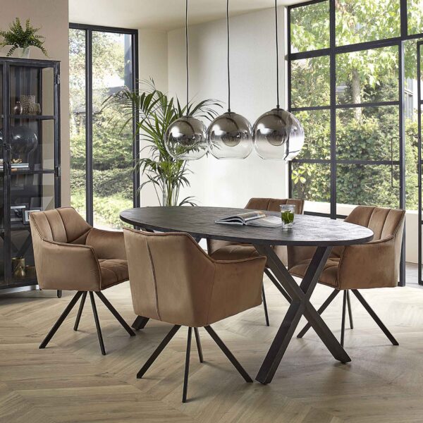 D - Hoyz - Eetkamertafel Yucon Black - Ovaal - 200x105x77 - Zwart