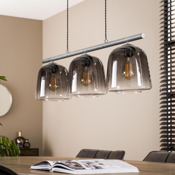 D - Hoyz - Hanglamp Grey Shaded - 3 Lampen - 97x23x150
