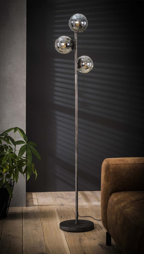 D - Hoyz - Vloerlamp Ronde Bol - 3 Lampen - 35x35x170 - Grijs