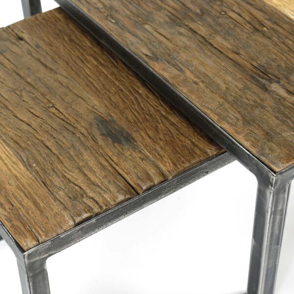 D - Hoektafel Grained - Set van 2 - 60x60x45 - Hout - Industrieel
