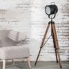 D - Vloerlamp Tripod Vintage - Hout - 67x67x135 - Driepoot-frame