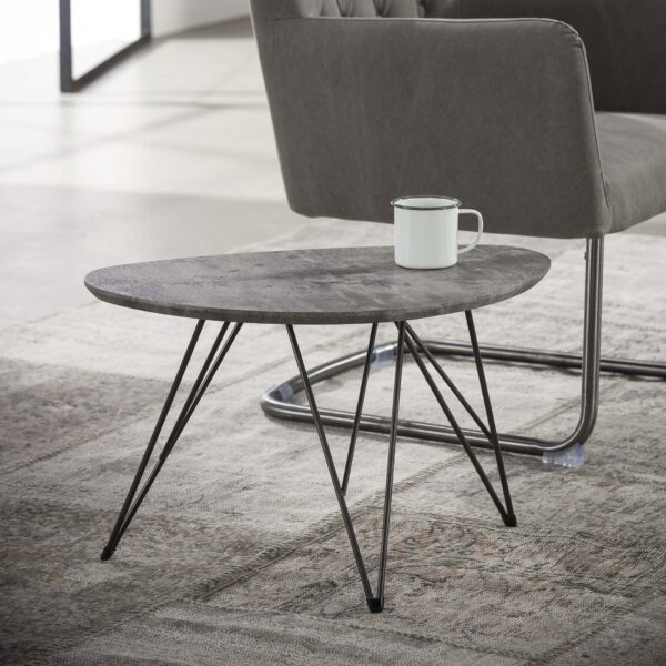 D - Hoyz - Salontafel Nier - MDF Betonlook - Bruin - 60x40x38cm