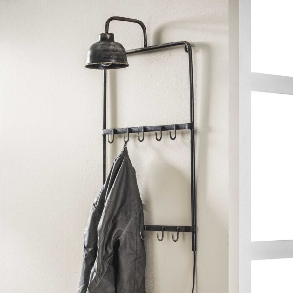 d4ba-544d-4450-ba6b-827eb32e1cd8.jpg D - Hoyz - Kapstoklamp - Grijs - Wandkapstok met Lamp - 75cm Hoog