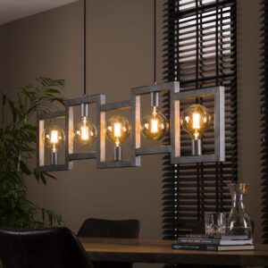 D - Hoyz - Industriele Hanglamp - 5 Lampen - Metaal Zilver - Industrieel
