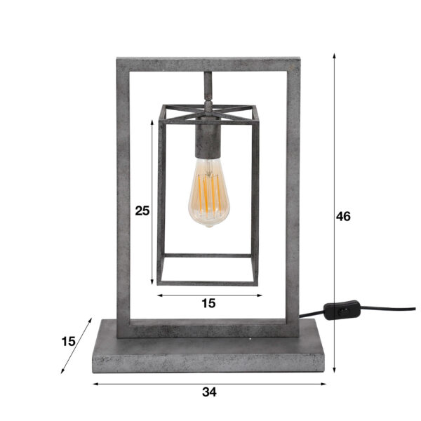 D - Hoyz - Tafellamp Cubic Tower - 1 Lamp - Grijs/Zwart - Industrieel