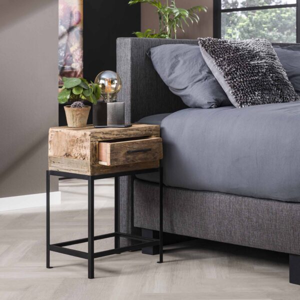 d71a-6bd7-4aed-8505-20b384e9bf2d.jpg D - Hoyz - Nachtkastje Lodge - Zwart - 1 Lade - 40x30x60