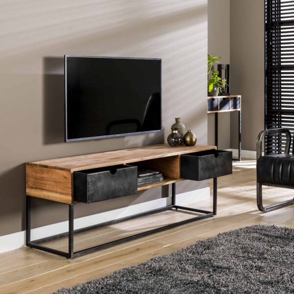 D - Hoyz - TV-meubel 140cm - Metal Catch - 2 Lades - Bruin