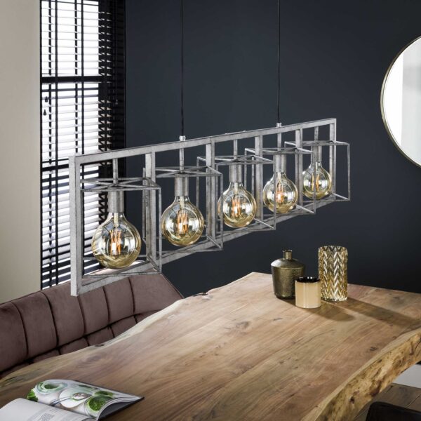 dbbd-159b-4487-80aa-b262888ca3ec.jpg D - Hoyz - Hanglamp met 5 lampen - Giant Tower - Grijs - 155CM - Verstelbaar - Industriële Hanglamp