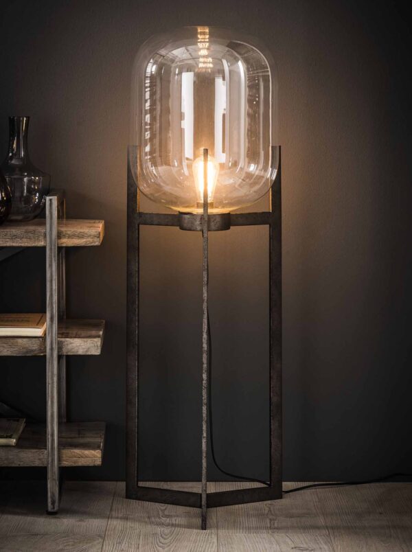 D - Hoyz - Vloerlamp Glas Support - 38x38x110 - Standaard - Grijs/Zwart