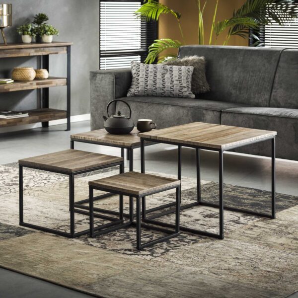 D - Hoyz - Salontafelset Teca - Vierkant - Set van 4 - 50x50x45