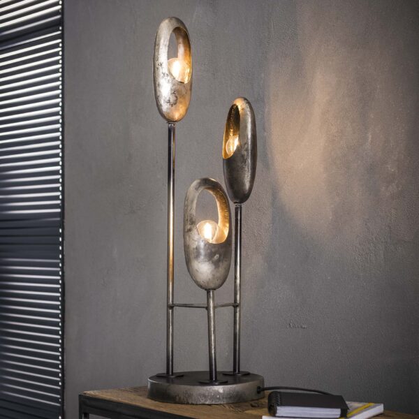 D - Hoyz - Tafellamp Open Oog - 3 Lampen - Getrapt - Zilverkleurig