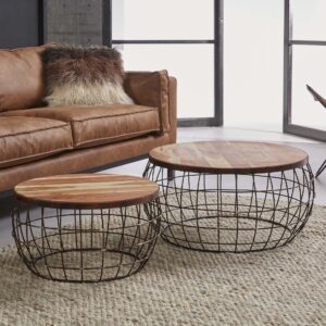 D - Hoyz - Salontafels - Set van 2 - Houten Onderkant - Metalen Frame - 76x76x36