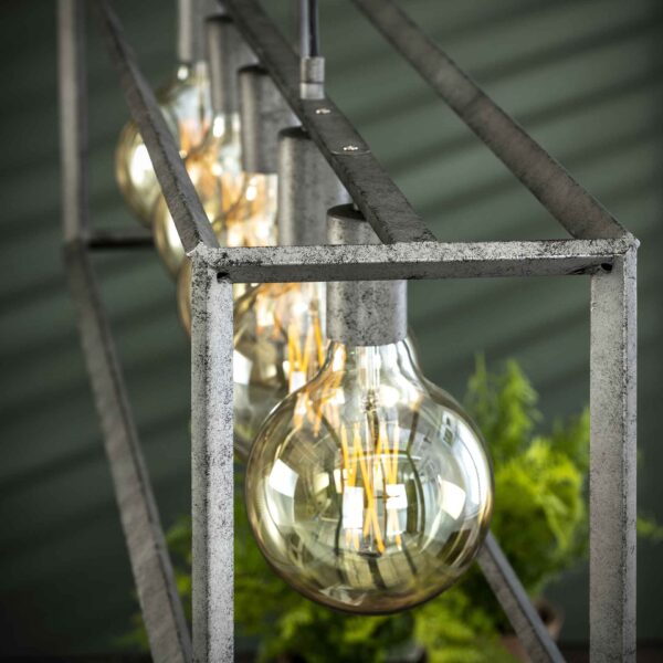 D - Hoyz - Hanglamp - 5 Armatuur Punten - Stalen Frame 45 graden - Vintage Look