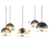 D - Hoyz - Hanglamp - 5 Hanglampen - Zilverkleurige Spiegels Binnenzijde