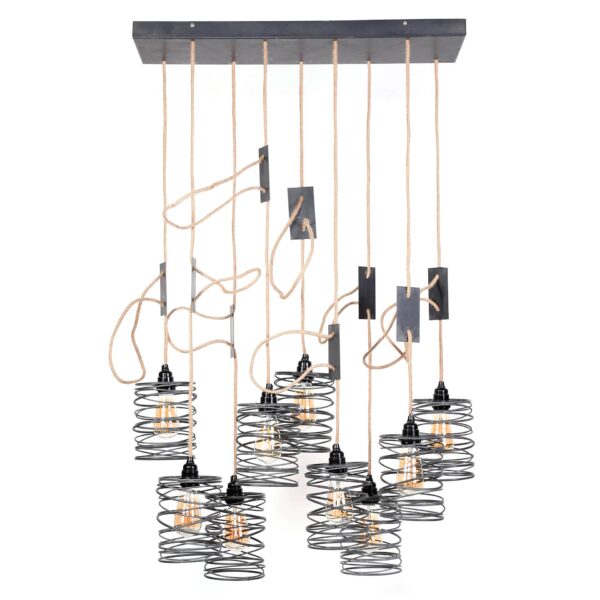 D - Hoyz | Hanglamp met 9 lampen - Industriële - Hanglamp woonkamer - 9L elevate 5+4