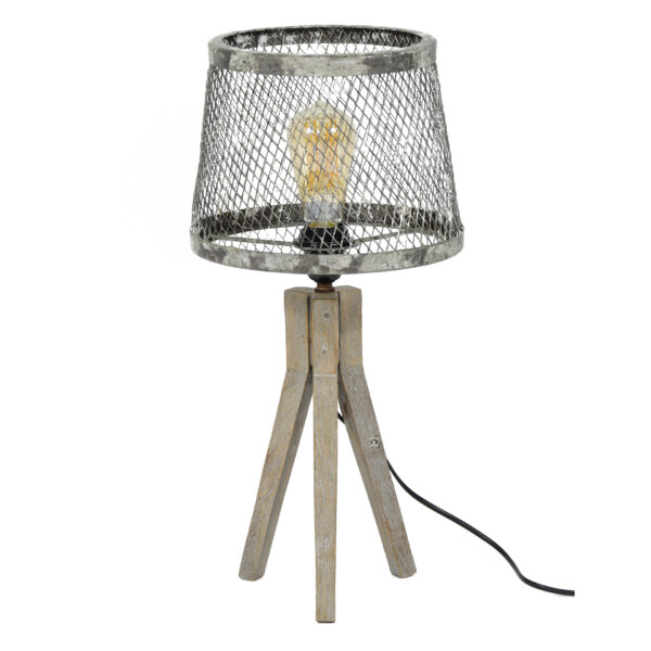 D - Hoyz - Tafellamp Massief - Houten Driepoot - Industrieel