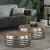 e7f5-3b30-4f25-a531-f005c8030262.jpg D - Hoyz - Salontafels - Set van 2 - Zilver - Bruin - Hout - Metaal - 76x76x31