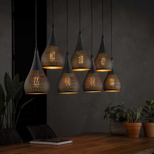 D - Hoyz - Hanglamp - 7xØ15 Druppelvormige Metalen Hanglampen - Transpart