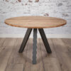 ed07-600f-411e-a2c3-3eebd959897a.jpg D - Eetkamertafel blad rond - Eettafel Acacia hout - Stalen Driepoot - 5 Personen - Ø120