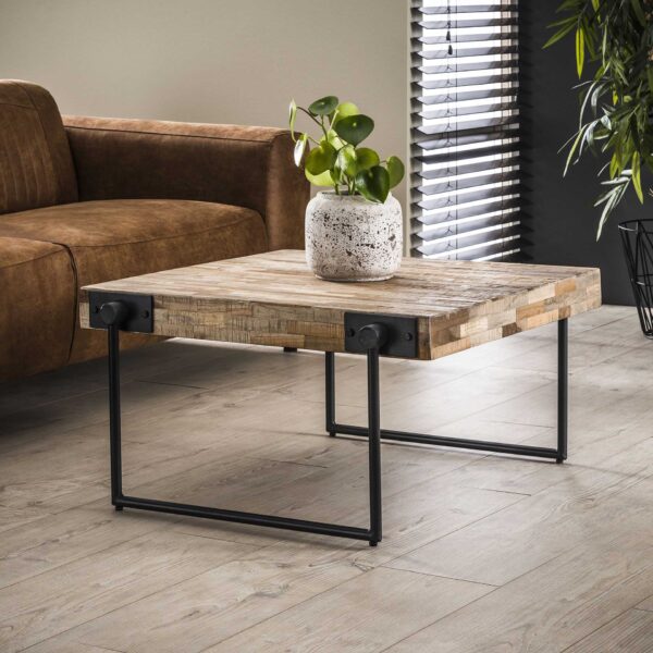 D - Hoyz - Salontafel Teca - 80x80x43cm - Vierkant - Bruin - Hout