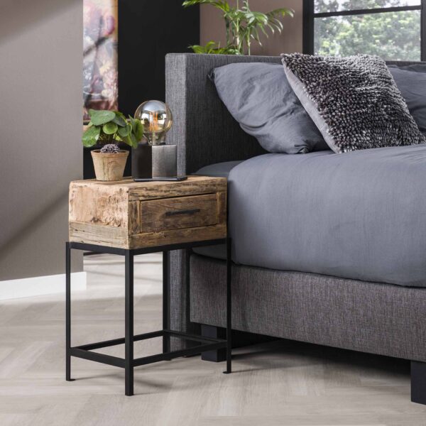 f109-56a1-4ffe-8540-b692d05d7e50.jpg D - Hoyz - Nachtkastje Lodge - Zwart - 1 Lade - 40x30x60