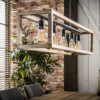 D - Hoyz - Hanglamp - 5 armatuur punten - Mango Houten Frame - Rechthoekig