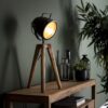 D - Hoyz - Industriele Tafellamp - Houten Drie-poot - 1 Lamp - Spot-on