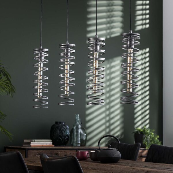 D - Hoyz - Industriele Hanglamp - 4 Lampen - Spiraal