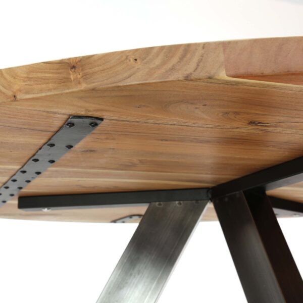 f358-62af-4026-a88b-c91dd37119ea.jpg D - Hoyz - Eetkamertafel Rond - Ø135 - Zwart RVS Onderstel - Hout - Bruin