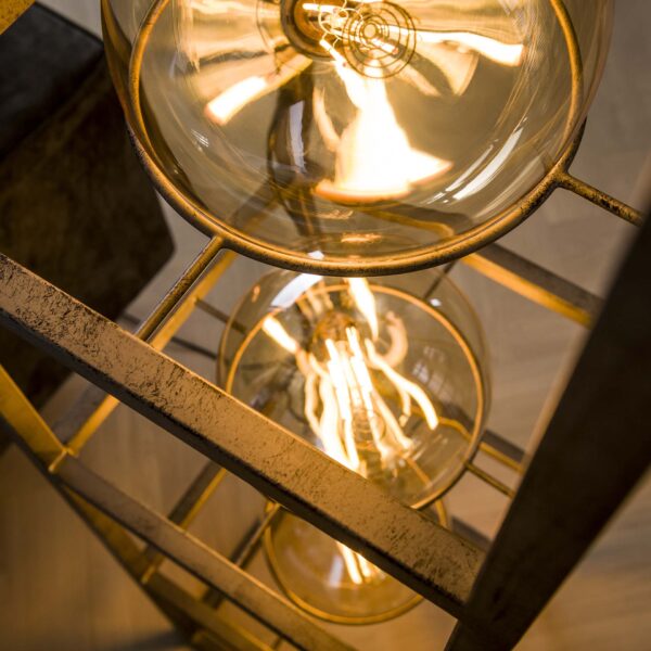 D - Vloerlamp Giant Square XL - 4 Lampen - Staande Lamp - Grijs/Zwart